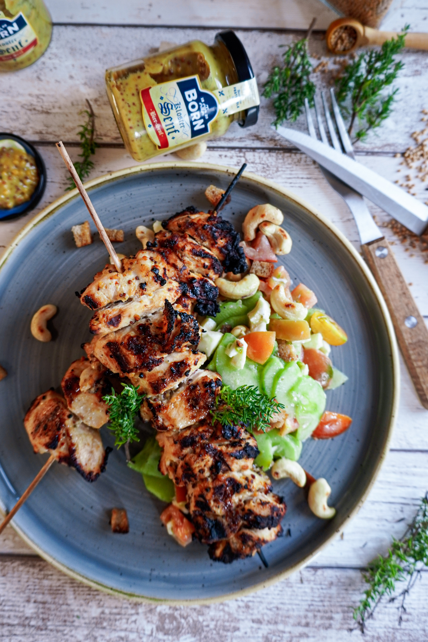 Rezept Hähnchenspieß in Biersenf zum Selberkochen. Ein leckeres schnelles Rezept.